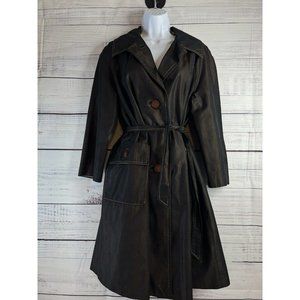 VTG WF Ein Modell Womens Belted Long Brown Trench Coat Size 40 Career